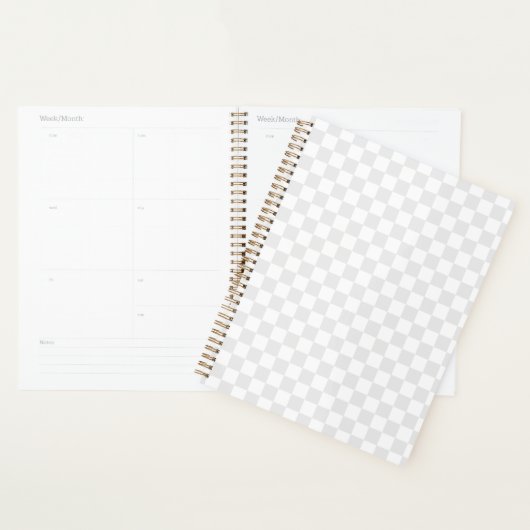 Light Grey White Checkered Checkerboard Planner (Display)