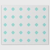Light Grey White Chevron Aqua Quatrefoil Monogram Cadeaupapier (Vlak)