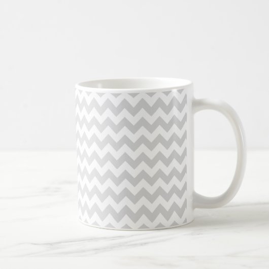 Light Grey White Chevron Zig-Zag Pattern Koffiemok (Rechts)
