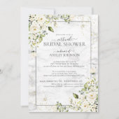 Light Grey White Floral Gold Marble Virtual Shower Kaart (Voorkant)