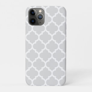 Light Grey White Moroccan Quatrefoil Pattern #5 iPhone 11 Pro Hoesje