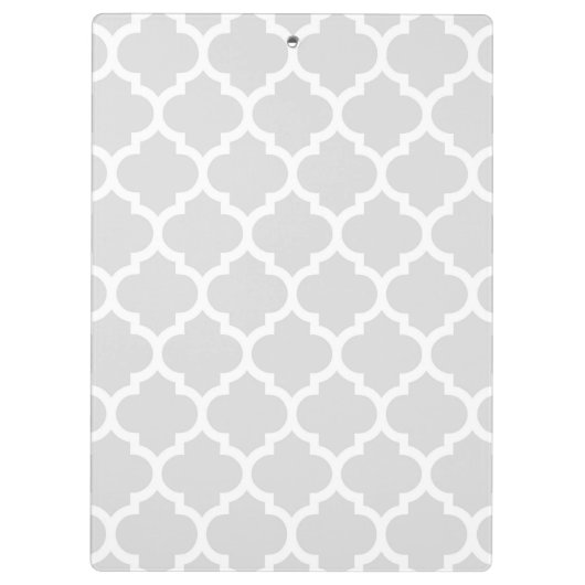 Light Grey White Moroccan Quatrefoil Pattern #5 Klembord (Achterkant)