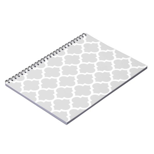 Light Grey White Moroccan Quatrefoil Pattern #5 Notitieboek (Linkerzijde)