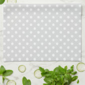 Light Grey White Polka Dot Pattern Theedoek (Gevouwen)