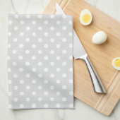 Light Grey White Polka Dot Pattern Theedoek (Quarter Fold)