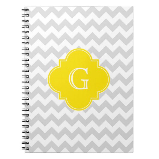 Light Grey Whyn Chevron Yellow Quatrefoil Monogram Notitieboek (Voorkant)