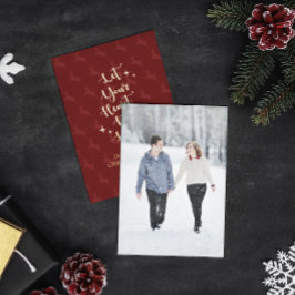 Light Heart Reindeer Persoonlijke kerstfoto Folie Feestdagenkaart