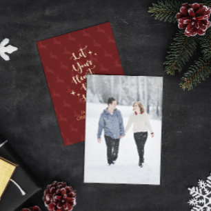 Light Heart Reindeer Persoonlijke kerstfoto Folie Feestdagenkaart