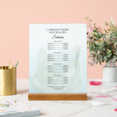 Light Ice Blue Crystals Salon Spa Services Menu Acryl Bord (Huwelijk)