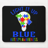 Light It Up Blue Autism Awareness Autistic Puzzle Muismat (Voorkant)