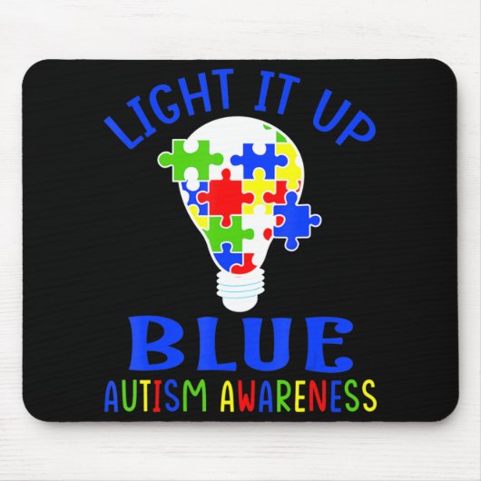 Light It Up Blue Autism Awareness Autistic Puzzle Muismat (Voorkant)
