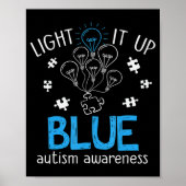 Light It Up Blue Autism Awareness Autistic Puzzle Poster (Voorkant)