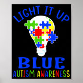 Light It Up Blue Autism Awareness Autistic Puzzle  Poster (Voorkant)