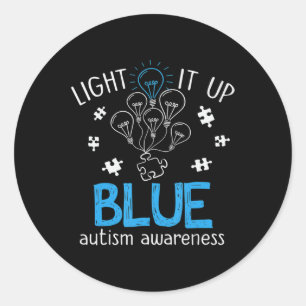 Light It Up Blue Autism Awareness Autistic Puzzle Ronde Sticker