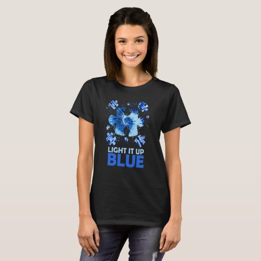Light It Up Blue Autism Awareness Autistic Puzzle T-shirt (Voorkant volledig)