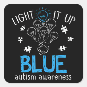 Light It Up Blue Autism Awareness Autistic Puzzle Vierkante Sticker