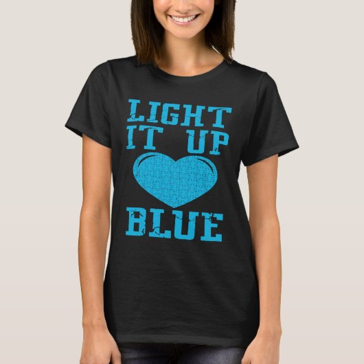 Light It Up Blue Puzzle Piece Autism Awareness T-shirt (Voorkant)