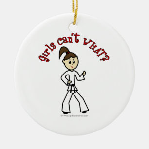 Light Karate Girl Keramisch Ornament