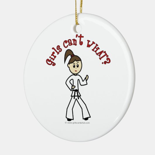 Light Karate Girl Keramisch Ornament (Links)