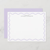 Light Lavender Modern Wavy Border Note card Kaart (Voorkant / Achterkant)