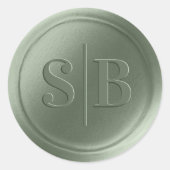 Light Leaf Green Wax Seal Wedding Monogram Sticker (Voorkant)