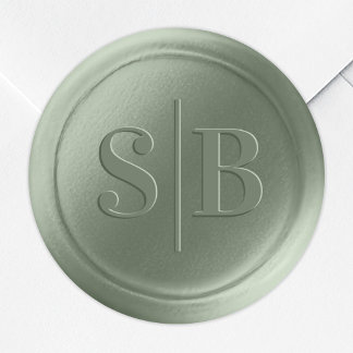 Light Leaf Green Wax Seal Wedding Monogram Sticker