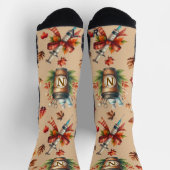 Light Mocha Monogram Nurse Essentials Crew Socks Sokken (Top)