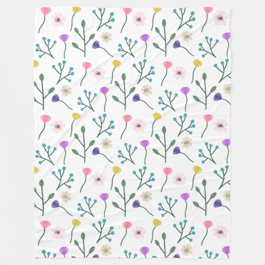 Light Modern Floral Pattern White Fleece Deken (Voorkant)