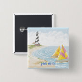 Light One Lighthouse-pinknop Vierkante Button 5,1 Cm (Voorkant /achterkant)