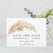 Light Pampas grass Boho Wedding Save the Date Kaar Kaart (Staand voorkant)