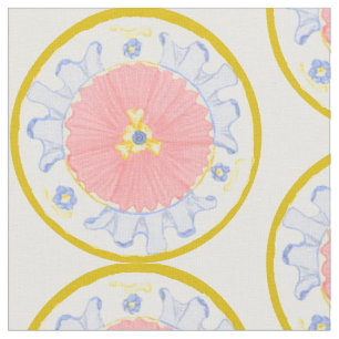 Light Passion Bloom Floral Medallion Bord Stof