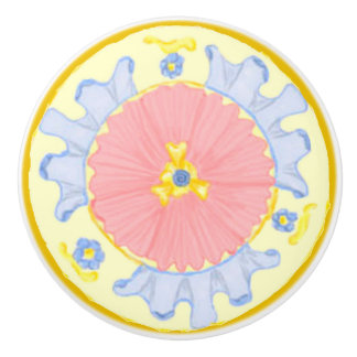 Light Passion Blooming Flowers medallion knob Keramische Knop