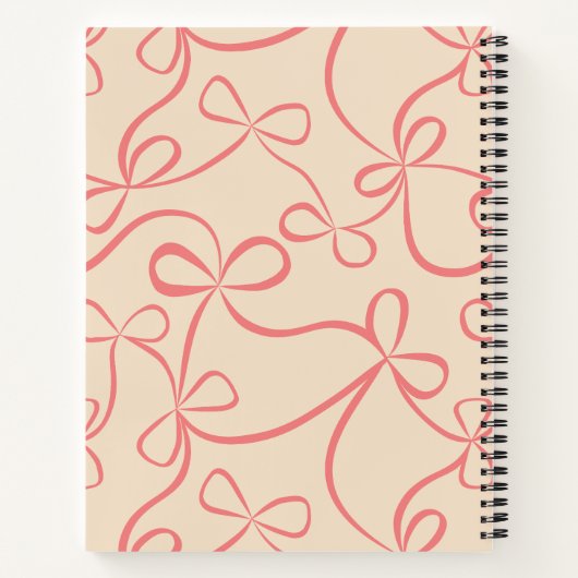 Light Pastel Pink Coquette Bow Pattern Custom Name Notitieboek (Achterkant)