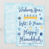 Light & Peace Happy Hanukkah Feestdagenkaart (Voorkant / Achterkant)