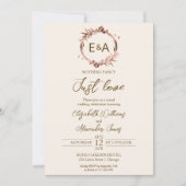 Light Peach Monogram Calligraphy Photo Weddenschap Kaart (Voorkant)