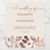 Light Peach Spring Kalligrafie Trouwen Wijn Etiket (Enkel label)