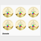 Light Peach Wavy Gold Logo Monogram Étiquette (Feuille)