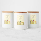 Light Peach Wavy Gold Logo Monogram Étiquette (Bouteilles)