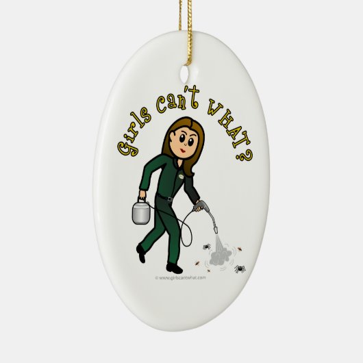 Light Pest Control Girl Keramisch Ornament (Rechts)