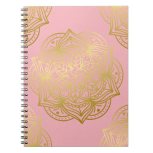Light Pink and Gold Mandala Pattern Notitieboek