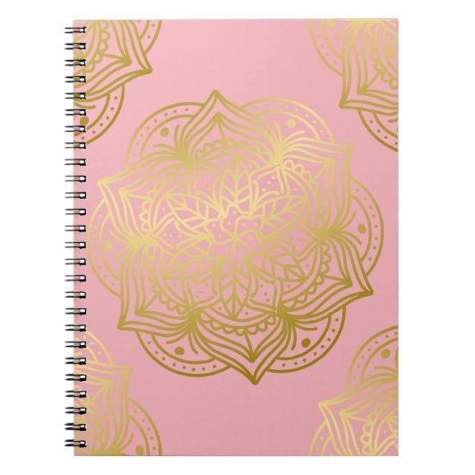 Light Pink and Gold Mandala Pattern Notitieboek (Voorkant)