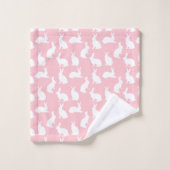 Light Pink And White Bunny Pattern Cute Easter (Gant de toilette)