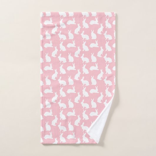 Light Pink And White Bunny Pattern Cute Easter Bad Handdoek (Handdoek)