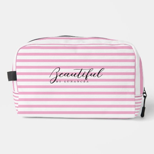 Light Pink and White Striped Toiletry Bag Toilettasje (Voorkant)