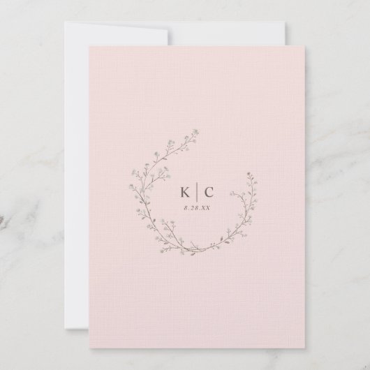Light Pink Baby's Breath Wildflower Boho Wedding Kaart (Achterkant)
