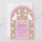 Light Pink Folk Art Easter Brunch Arch Invitation (Devant)