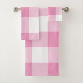 Light Pink Gingham Patroon Bad Handdoek (Insitu)