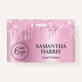 Light Pink Glitter Drips Shimmer Badge