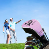 Light Pink Leather Company Logo Business Club Golfheadcover