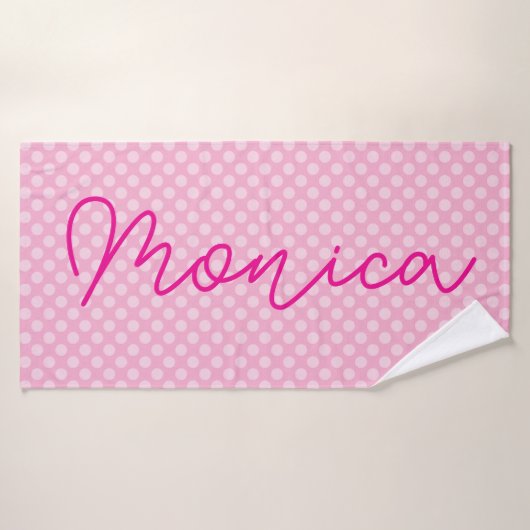 Light Pink Monotone Polka Dot Badhanddoek (Badhanddoek)